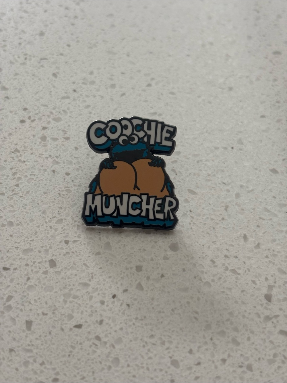 Cookie Muncher Enamel Pin - Blue and Tan